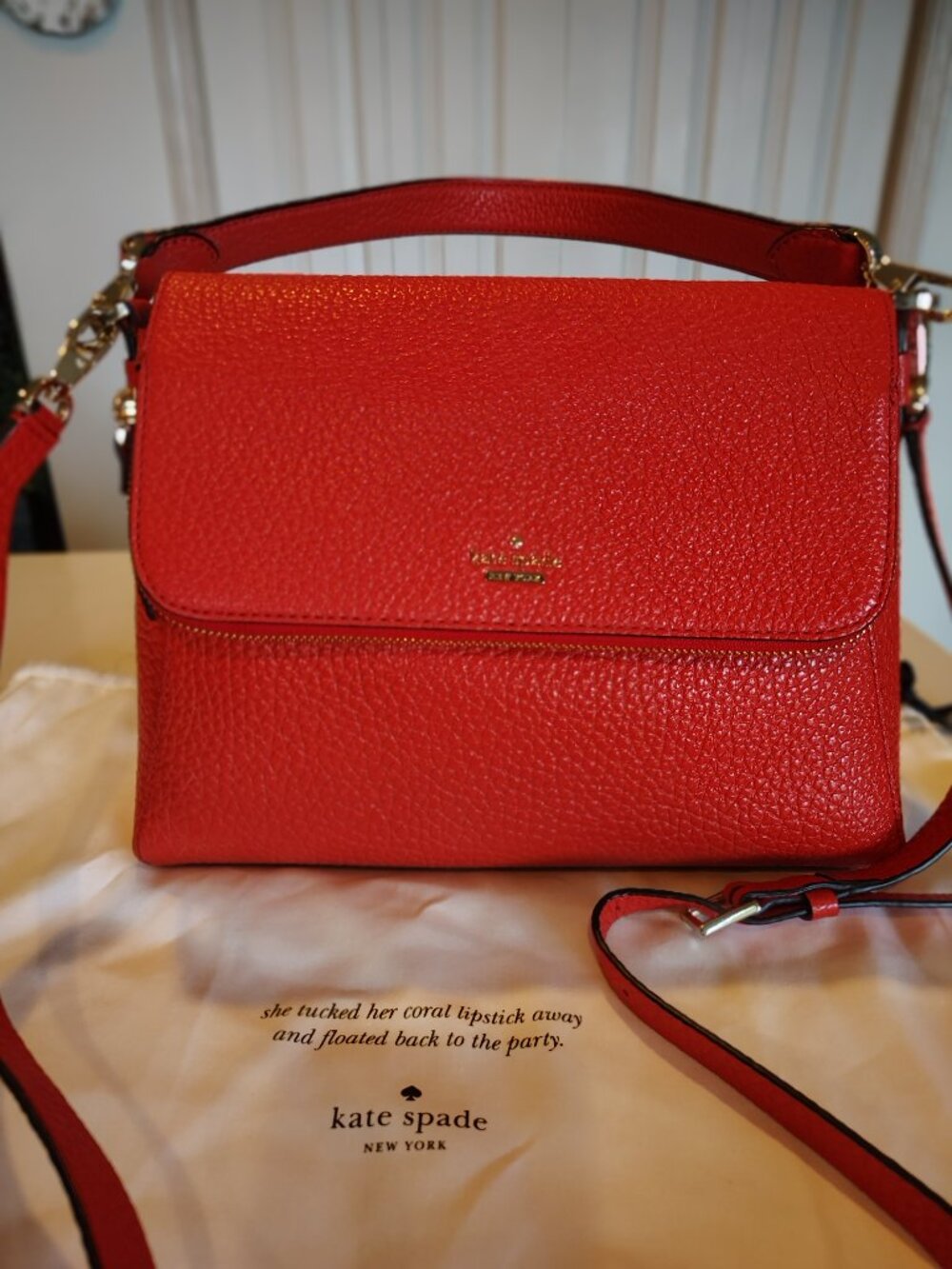 Kate Spade Red Pebble Leather Crossbody/Satchel